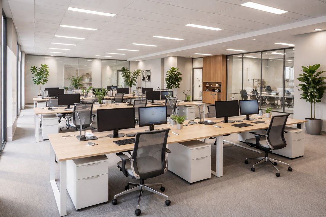 Oficina moderna con paredes recién pintadas en Tarragona